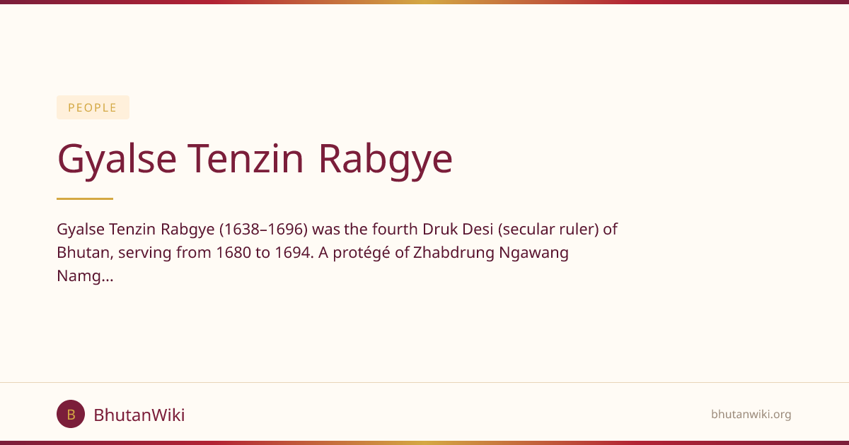 Gyalse Tenzin Rabgye | BhutanWiki