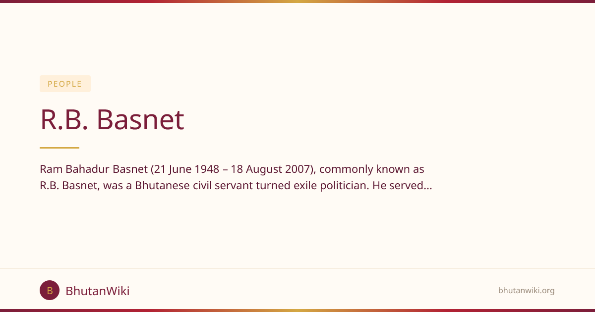 R.B. Basnet | BhutanWiki